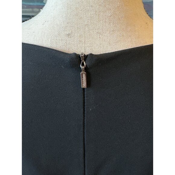 MaxMara Black Sheath Dress Sleeveless Black Green Side Stripes Size Large - Picture 9 of 11